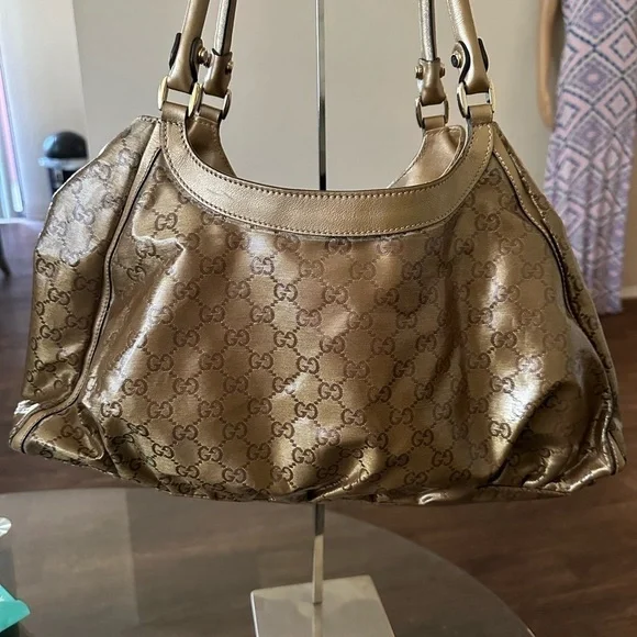 💎AUTHENTIC Gucci GG Crystal Coated Canvas Abbey D-Ring hobo Shoulder Bag 💎 - Picture 3 of 16